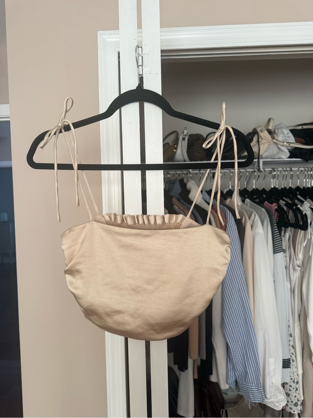 Zara Gold Satin Top with Tie Straps